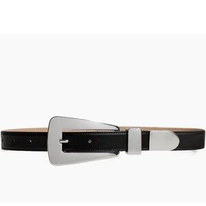 Khaite  Lucca Statement Buckle Leather Black Silver Size 80 New with box